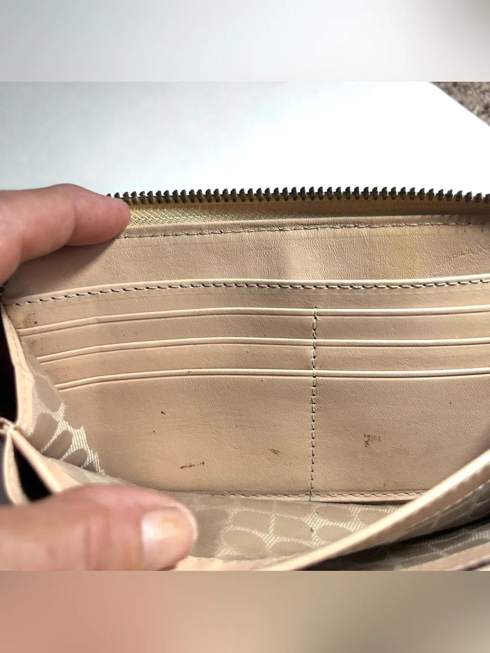Kate Spade New York Gold Metallic Crocodile Embossed Leather Zip Around Wallet